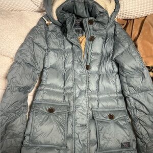 American Eagle Outfitters Women's Puffer Jacket - Light Blue